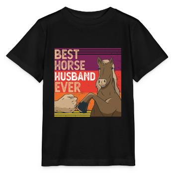 Bester Pferde-Ehemann aller Zeiten Lustiger Vintage-Pferdeliebhaber - Stanley/Stella Kinder T-Shirt MINI CREATOR  - Schwarz - Vorne - Mikhail (115cm)