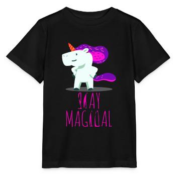 Licorne Unicorn fantaisie - T-shirt bio MINI CREATOR Stanley/Stella Enfant - noir - Devant - Mikhail (115cm)