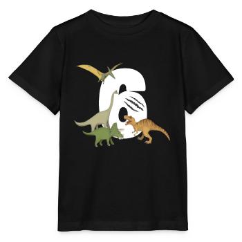 6th Birthday Children's Birthday Dino Dinosaur - Stanley/Stella MINI CREATOR Kids’ T-Shirt - black - Front - Mikhail (115cm)