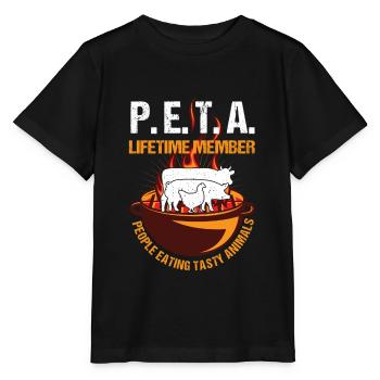PETA People Eating Tasty Animals Grille BBQ Motif - Stanley/Stella MINI CREATOR Kids’ T-Shirt - black - Front - Mikhail (115cm)