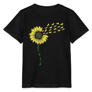 Horse sunflower gift - Stanley/Stella MINI CREATOR Kids’ T-Shirt - black - Front - Mikhail (115cm)