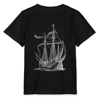 Nacht Blumen Gothik goth Totenkopf Tod Schiff - Stanley/Stella Kinder T-Shirt MINI CREATOR  - Schwarz - Vorne - Mikhail (115cm)