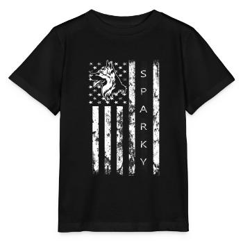 German Shepard American Flag graphic - Stanley/Stella MINI CREATOR Kids’ T-Shirt - black - Front - Mikhail (115cm)