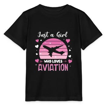Just A Girl Who Loves Aviation Aviation Aviation Avion - T-shirt bio MINI CREATOR Stanley/Stella Enfant - noir - Devant - Mikhail (115cm)