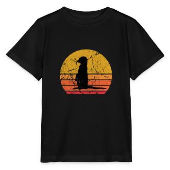 Retro Sun Meerkat Mongoose Gift - Stanley/Stella MINI CREATOR Kids’ T-Shirt - black - Front - Mikhail (115cm)