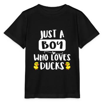 just a boy who loves ducks - T-shirt bio MINI CREATOR Stanley/Stella Enfant - noir - Devant - Mikhail (115cm)