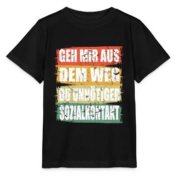 Unnötiger Sozial Kontakt - Stanley/Stella Kinder T-Shirt MINI CREATOR  - Schwarz - Vorne - Mikhail (115cm)