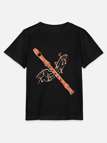Flöte Blockflöte Noten Flötenspieler Vintage - Stanley/Stella Kinder T-Shirt MINI CREATOR  - Schwarz
