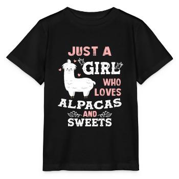 Just A Girl Who Loves Alpacas And Sweets Alpaca - Stanley/Stella MINI CREATOR Kids’ T-Shirt - black - Front - Mikhail (115cm)