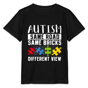 Autism Same Road Same Bricks - Stanley/Stella Kinder T-Shirt MINI CREATOR  - Schwarz - Vorne - Mikhail (115cm)