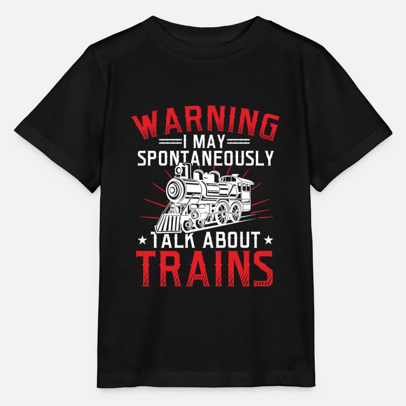 Warning May SpontaneousLy Talk About Trains Train - Stanley/Stella MINI CREATOR Kids’ T-Shirt - black