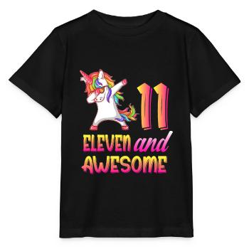 11th Birthday Girl Shirt Unicorn 11th Birthday - Stanley/Stella MINI CREATOR Kids’ T-Shirt - black - Front - Mikhail (115cm)