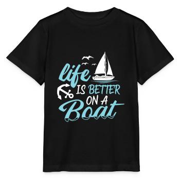Better Life on a Boat Captain Marine Yacht Yacht - T-shirt bio MINI CREATOR Stanley/Stella Enfant - noir - Devant - Mikhail (115cm)