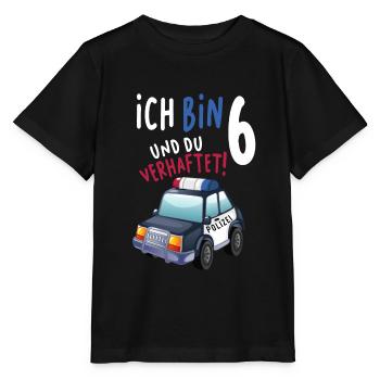 6. Geburtstag Polizei Geschenk 6 Jahre Polizist - Stanley/Stella Kinder T-Shirt MINI CREATOR  - Schwarz - Vorne - Mikhail (115cm)