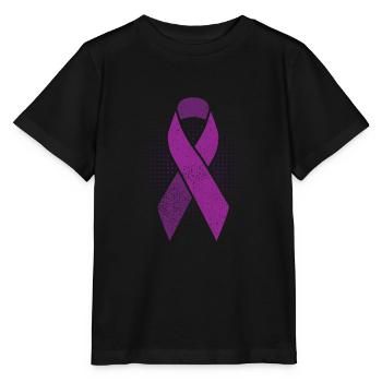 Purple ribbon - epilepsy awareness - Stanley/Stella MINI CREATOR Kids’ T-Shirt - black - Front - Mikhail (115cm)