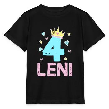 4th Birthday Leni Princess Crown 4 Years - Stanley/Stella MINI CREATOR Kids’ T-Shirt - black - Front - Mikhail (115cm)