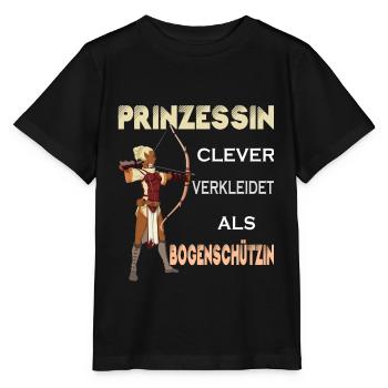 Bogenschützin Prinzessin - Bogenschießen - Stanley/Stella Kinder T-Shirt MINI CREATOR  - Schwarz - Vorne - Mikhail (115cm)