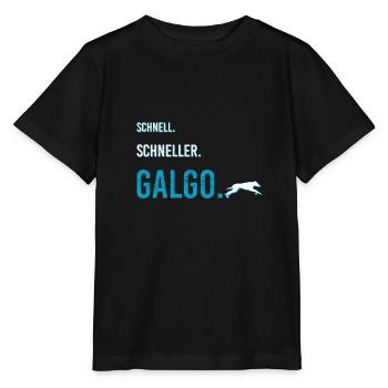 Galgo Windhund Greyhound Halter Geschenkidee - Stanley/Stella Kinder T-Shirt MINI CREATOR  - Schwarz - Vorne - Mikhail (115cm)