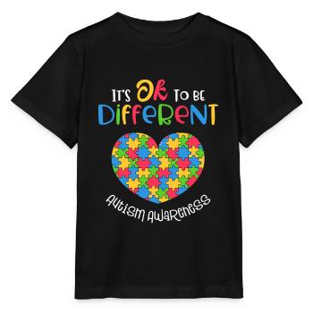 Sensibilisation à l’autisme C’est ok pour être différent - T-shirt bio MINI CREATOR Stanley/Stella Enfant - noir - Devant - Mikhail (115cm)