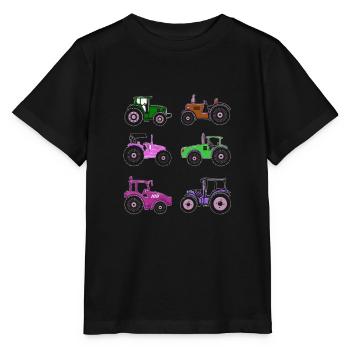 Trecker Kids Tractors Agricultural Machinery Gift - Stanley/Stella MINI CREATOR Kids’ T-Shirt - black - Front - Mikhail (115cm)