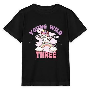 Young Wild And Three 3.Geburtstag Einhorn Geschenk - Stanley/Stella Kinder T-Shirt MINI CREATOR  - Schwarz - Vorne - Mikhail (115cm)