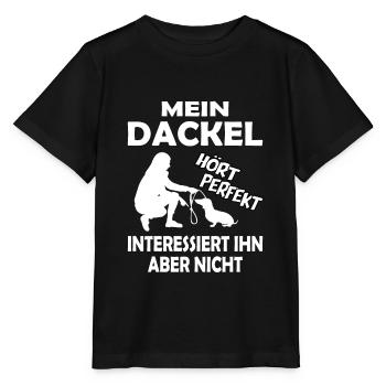 Dackelmotiv Dackel Damen Hund Herren Silhouette - Stanley/Stella Kinder T-Shirt MINI CREATOR  - Schwarz - Vorne - Mikhail (115cm)