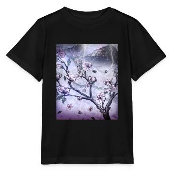 Japanische Kunst Kirschblütenbaum Regen und Donner - Stanley/Stella Kinder T-Shirt MINI CREATOR  - Schwarz - Vorne - Mikhail (115cm)