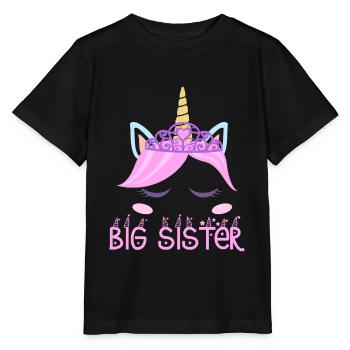 Big Sister Unicorn - T-shirt bio MINI CREATOR Stanley/Stella Enfant - noir - Devant - Mikhail (115cm)