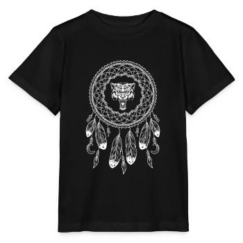Signe du zodiaque Native American Wolf - T-shirt bio MINI CREATOR Stanley/Stella Enfant - noir - Devant - Mikhail (115cm)