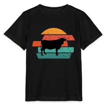 Vache Vaches agriculteurs Agriculture Bovin - T-shirt bio MINI CREATOR Stanley/Stella Enfant - noir - Devant - Mikhail (115cm)