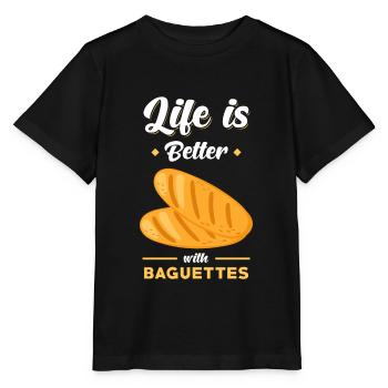 Baguette Brot Spruch lustig - Stanley/Stella Kinder T-Shirt MINI CREATOR  - Schwarz - Vorne - Mikhail (115cm)