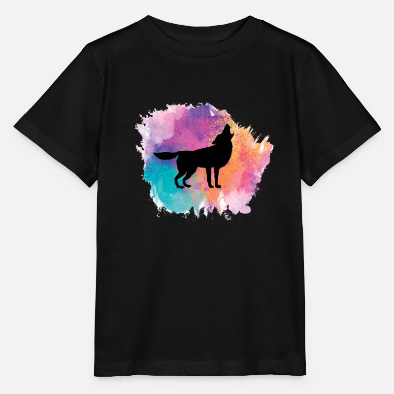 Wolf Hund Tier Wölfe Rudel Wildnis Wald Tiere - Stanley/Stella Kinder T-Shirt MINI CREATOR  - Schwarz
