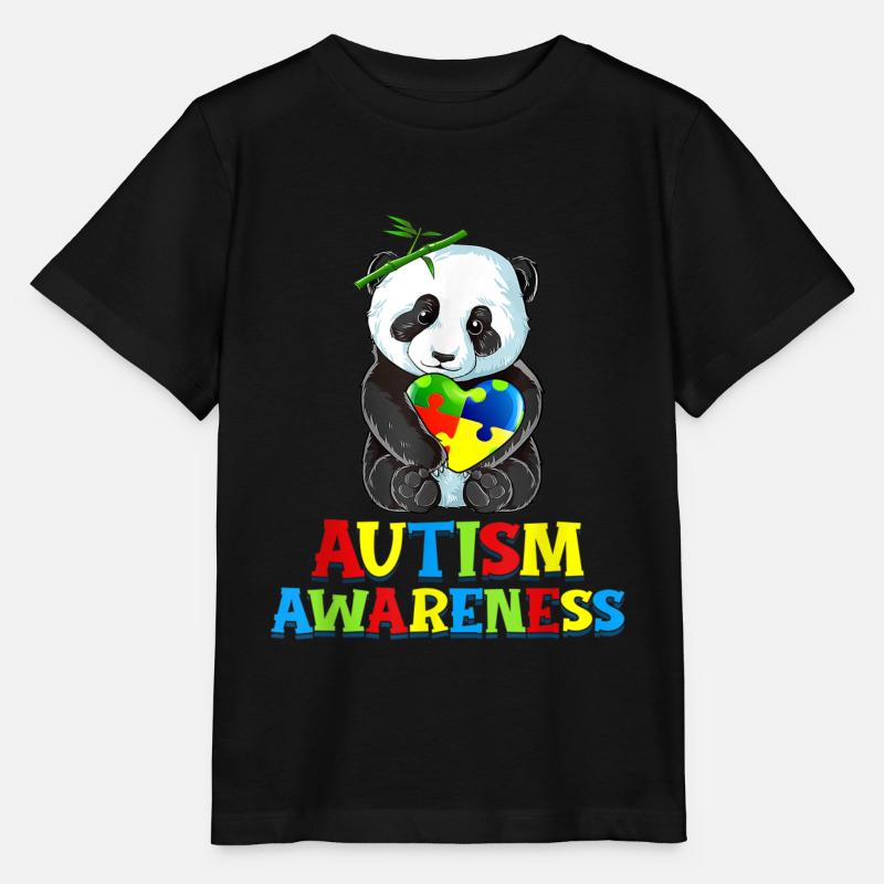 Panda Coloré Autisme - T-shirt bio MINI CREATOR Stanley/Stella Enfant - noir