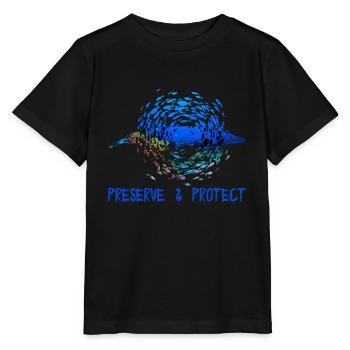 Preserve Protect Environmental Protection Climate Protection Blue Whale - Stanley/Stella MINI CREATOR Kids’ T-Shirt - black - Front - Mikhail (115cm)