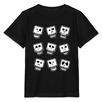Funny Skulls Emoticon Skull - Stanley/Stella MINI CREATOR Kids’ T-Shirt - black - Front - Mikhail (115cm)