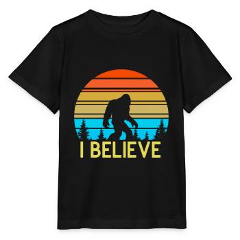 I Believe Bigfoot - Stanley/Stella Kinder T-Shirt MINI CREATOR  - Schwarz - Vorne - Mikhail (115cm)