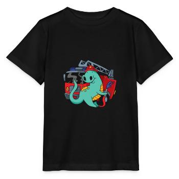 Camion de pompiers avec lumière bleue Dino - T-shirt bio MINI CREATOR Stanley/Stella Enfant - noir - Devant - Mikhail (115cm)