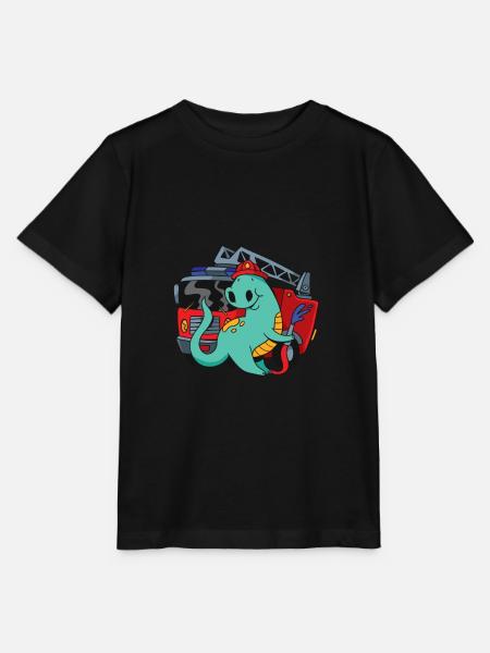 Camion de pompiers avec lumière bleue Dino - T-shirt bio MINI CREATOR Stanley/Stella Enfant - noir