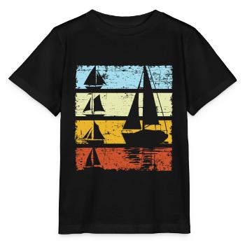 Vintage Sailboat Sailor Skipper Captain Sailing - Stanley/Stella MINI CREATOR Kids’ T-Shirt - black - Front - Mikhail (115cm)