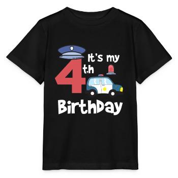 Polizei 4. Geburtstag Jahre Junge Kind Geschenk - Stanley/Stella Kinder T-Shirt MINI CREATOR  - Schwarz - Vorne - Mikhail (115cm)