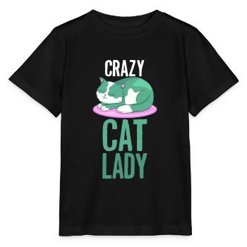 Cat Crazy Cats Lady Lady - Stanley/Stella MINI CREATOR Kids’ T-Shirt - black - Front - Mikhail (115cm)