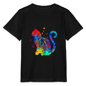 Cats Art Vintage Kitten Retro Kitten Graphic - Stanley/Stella MINI CREATOR Kids’ T-Shirt - black - Front - Mikhail (115cm)