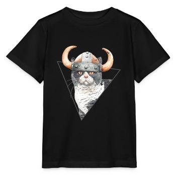 Viking Kitty Cat - Stanley/Stella MINI CREATOR Kids’ T-Shirt - black - Front - Mikhail (115cm)