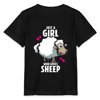 Just A Girl who loves Sheep - Stanley/Stella Kinder T-Shirt MINI CREATOR  - Schwarz - Vorne - Mikhail (115cm)