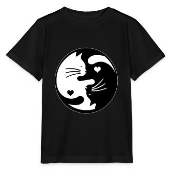 Katzen Ying Yang - Stanley/Stella Kinder T-Shirt MINI CREATOR  - Schwarz - Vorne - Mikhail (115cm)
