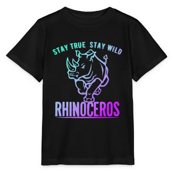 Rhinocéros Afrique Désert Désert Sauvons - T-shirt bio MINI CREATOR Stanley/Stella Enfant - noir - Devant - Mikhail (115cm)