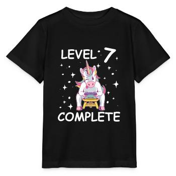 Level 7 Complete Children's Birthday Seven Years Old - Stanley/Stella MINI CREATOR Kids’ T-Shirt - black - Front - Mikhail (115cm)
