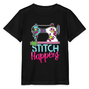 Stitch Happens - Stanley/Stella Kinder T-Shirt MINI CREATOR  - Schwarz - Vorne - Mikhail (115cm)