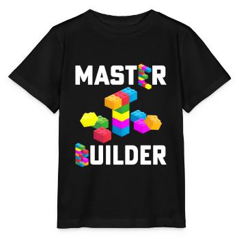 Kids Cool Master Builder Block Building für Papa - Stanley/Stella Kinder T-Shirt MINI CREATOR  - Schwarz - Vorne - Mikhail (115cm)