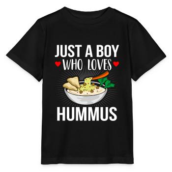 Just A Boy, The Hummus Funny Hummus Word Game - Stanley/Stella MINI CREATOR Kids’ T-Shirt - black - Front - Mikhail (115cm)